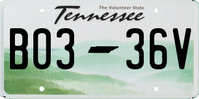 TN license plate B0336V