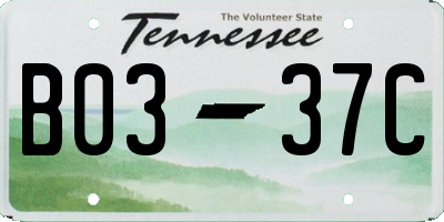 TN license plate B0337C
