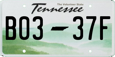 TN license plate B0337F