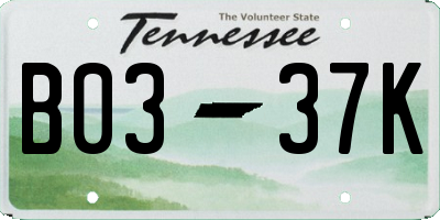 TN license plate B0337K