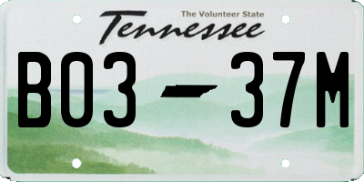 TN license plate B0337M