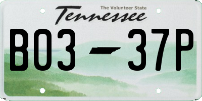 TN license plate B0337P