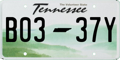 TN license plate B0337Y