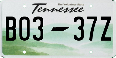 TN license plate B0337Z