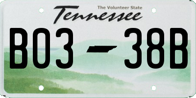TN license plate B0338B
