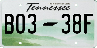 TN license plate B0338F