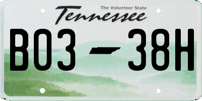 TN license plate B0338H