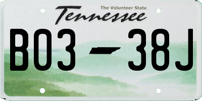 TN license plate B0338J