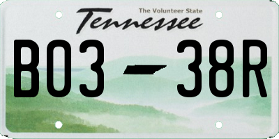 TN license plate B0338R