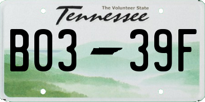 TN license plate B0339F