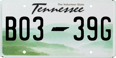 TN license plate B0339G