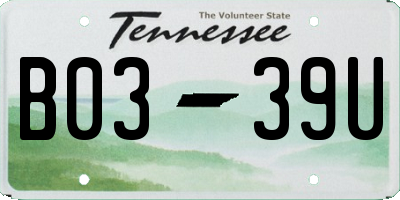 TN license plate B0339U