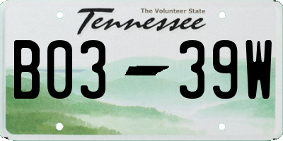 TN license plate B0339W