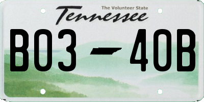 TN license plate B0340B