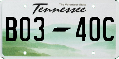 TN license plate B0340C