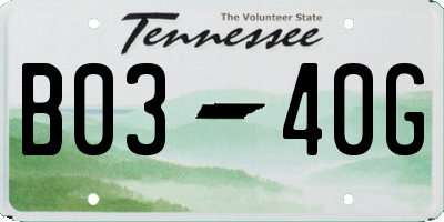 TN license plate B0340G