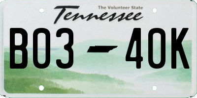 TN license plate B0340K
