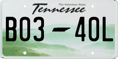 TN license plate B0340L