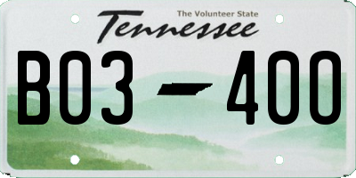 TN license plate B0340O