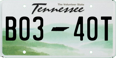 TN license plate B0340T