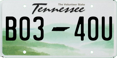 TN license plate B0340U