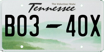 TN license plate B0340X