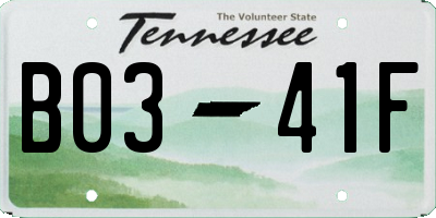 TN license plate B0341F