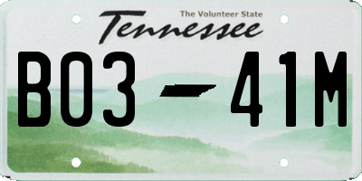 TN license plate B0341M