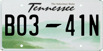 TN license plate B0341N
