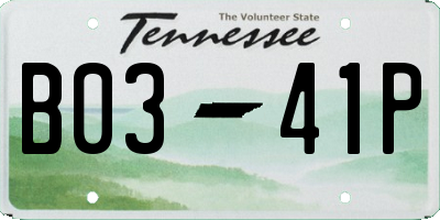 TN license plate B0341P