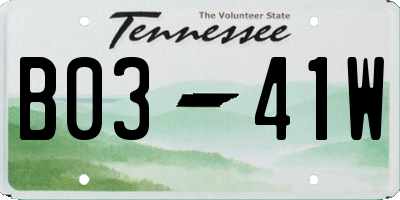 TN license plate B0341W