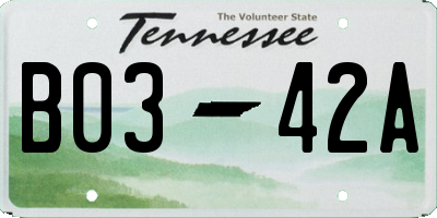 TN license plate B0342A