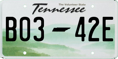 TN license plate B0342E