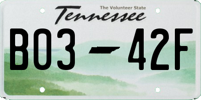 TN license plate B0342F