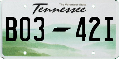 TN license plate B0342I