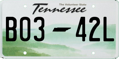 TN license plate B0342L
