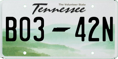 TN license plate B0342N