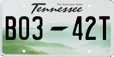 TN license plate B0342T