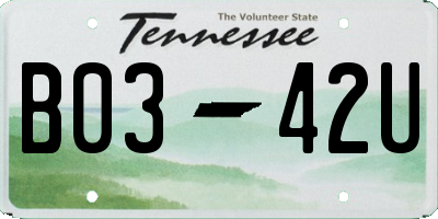 TN license plate B0342U