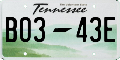 TN license plate B0343E