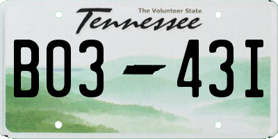 TN license plate B0343I