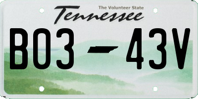 TN license plate B0343V
