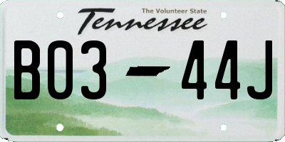 TN license plate B0344J