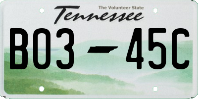 TN license plate B0345C