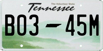TN license plate B0345M