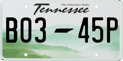 TN license plate B0345P