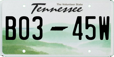 TN license plate B0345W