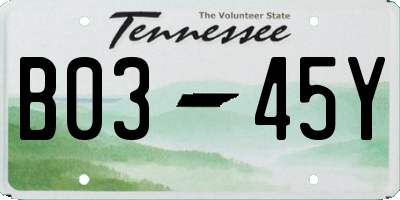 TN license plate B0345Y