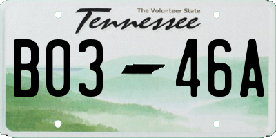 TN license plate B0346A