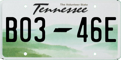 TN license plate B0346E